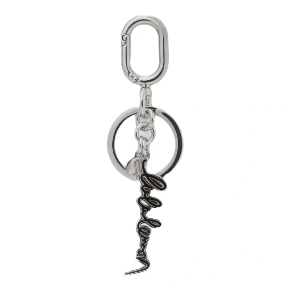 NWT LULULEMON Metal Script Black/Silver Keychain